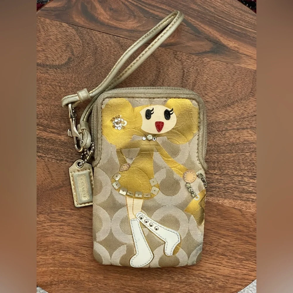Coach Poppy Chan Goldy Wristlet with Box